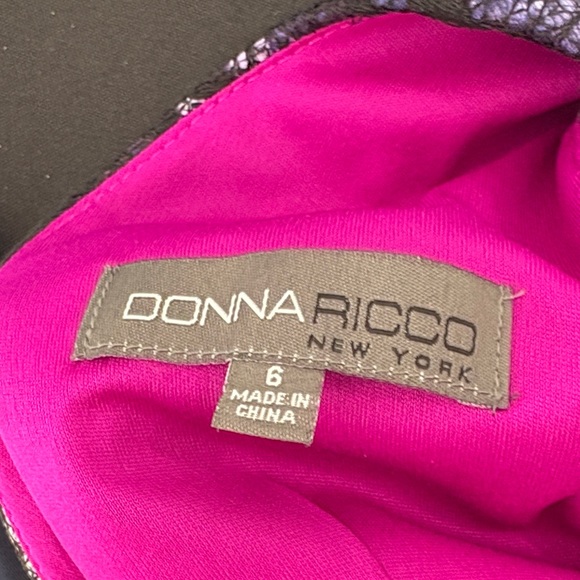 Donna Ricco Black and Purple Floral Midi Dress - Picture 2 of 2